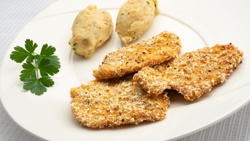 Escalopines de pavo rebozados en palomitas