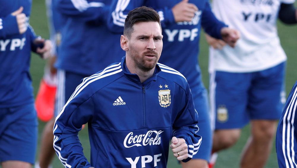 Leo Messi se entrena con la selección de Argentina