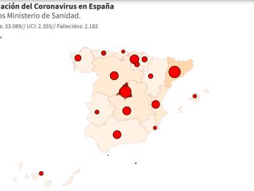 Mapas de contagios de coronavirus en España