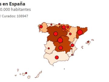 Mapa del coronavirus en España