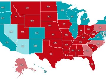 Mapa de resultados en las elecciones de EEUU