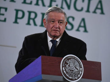  El presidente de México, Andrés Manuel López Obrador, durante un discurso en el Palacio Nacional