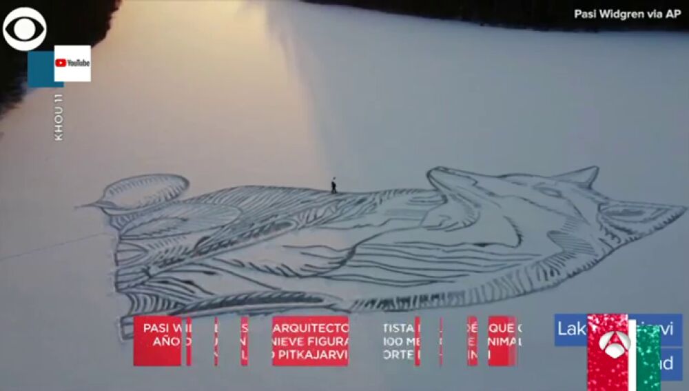 Los impresionantes dibujos en la nieve de figuras de animales de un arquitecto finlandés