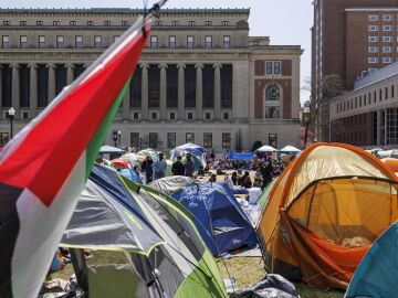 Imagen de la protesta en el campus de la Universidad de Columbia.