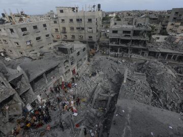 Vista aérea de un ataque israelí a Franja de Gaza
