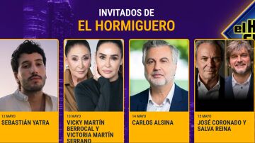 Sebastián Yatra, Vicky Martín Berrocal, Victoria Martín Serrano, Carlos Alsina, José Coronado y Salva Reina en 'El Hormiguero'
